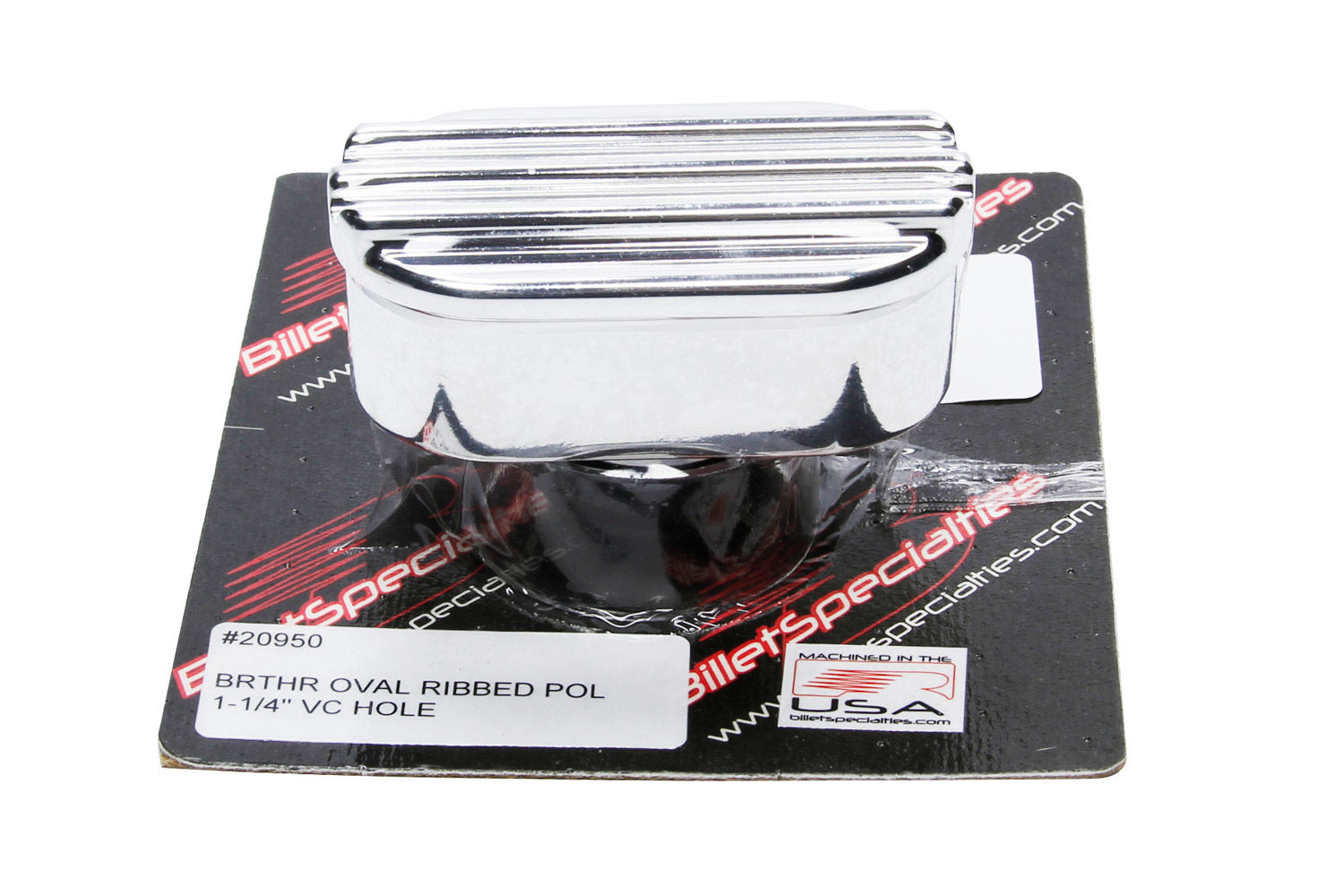 Billet Specialties 20950 Billet Breather Oval Ribbed 1-1/4in VC Hole Billet Specialties 20950