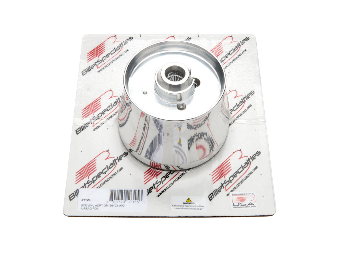 Billet Specialties 31126 96-03 GM Steering Wheel Adapter Polished Billet Specialties 31126