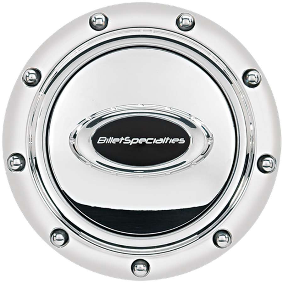 Billet Specialties 32715 Horn Button Riveted Polished w/Black Logo Billet Specialties 32715