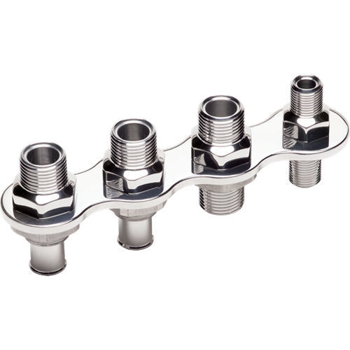 Billet Specialties 66935 A/C & Heat Bulkhead Inline Push On 4 Port Billet Specialties 66935