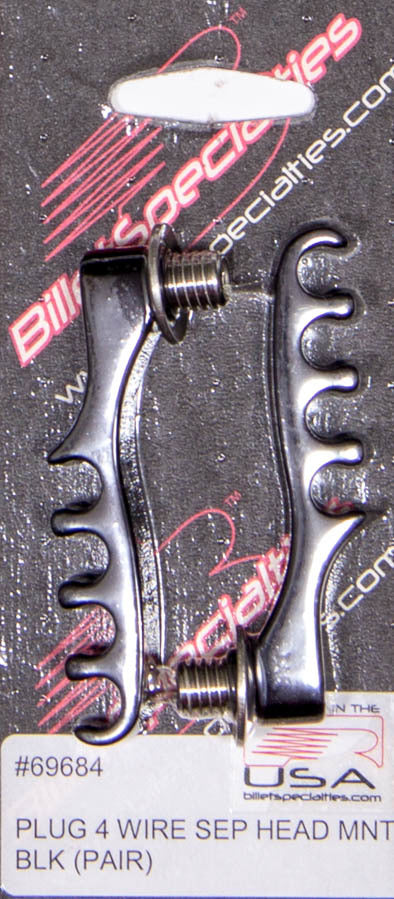 Billet Specialties 69684 4 Wire Separator Black Cylinder Head Mount Pair Billet Specialties 69684