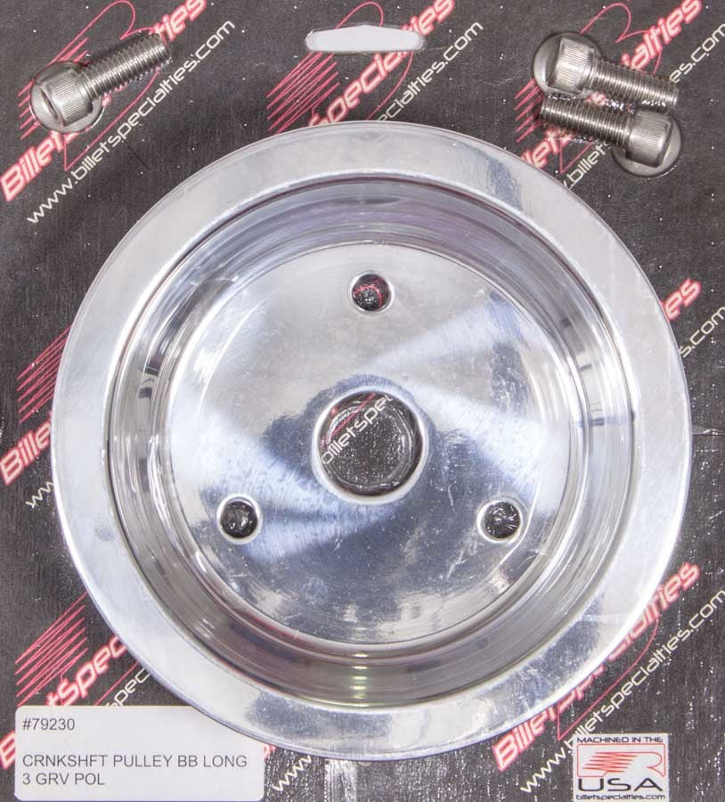 Billet Specialties 79230 BBC 3 GRV Crank Pulley LWP Polished Billet Specialties 79230