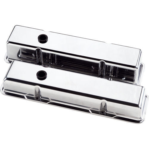 Billet Specialties 95129 Valve Cover SBC Short Plain Polished Billet Specialties 95129