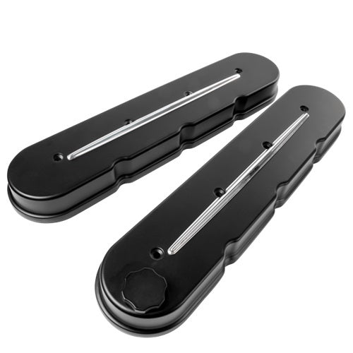 Billet Specialties 95424 LS Streamline Valve Covers Satin Black Billet Specialties 95424