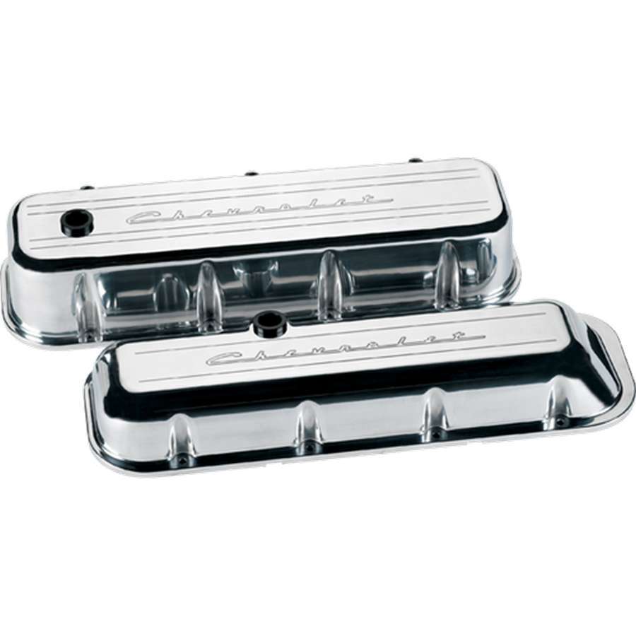 Billet Specialties 96023 BBC Valve Covers Chevy Logo Short Billet Specialties 96023