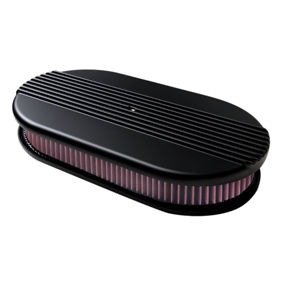 Billet Specialties BLK15650 Air Cleaner Dual Quad Ribbed Black Billet Specialties BLK15650