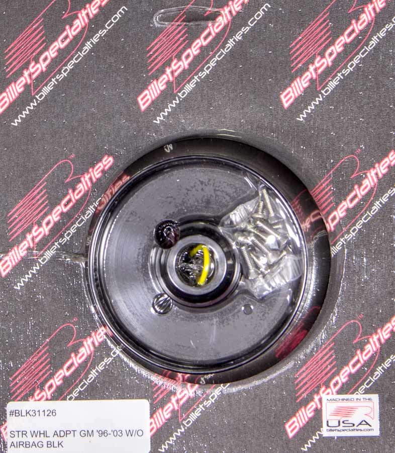 Billet Specialties BLK31126 96-03 GM Steering Wheel Adapter Black Billet Specialties BLK31126