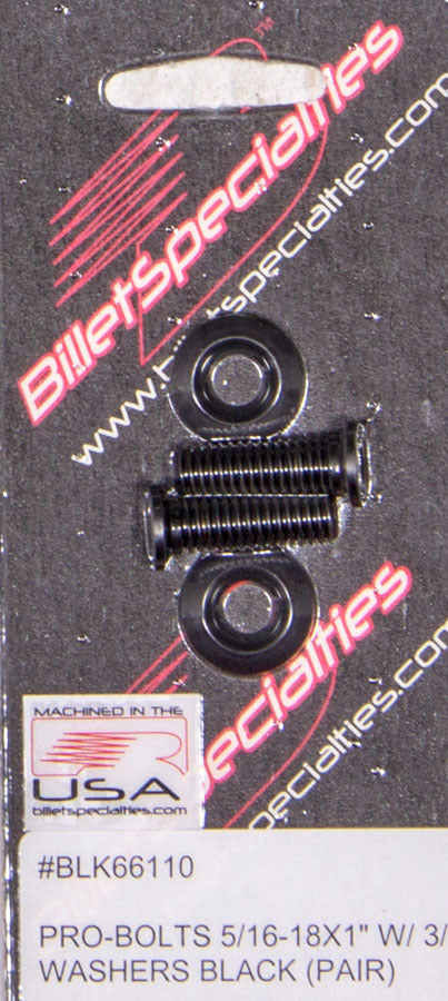 Billet Specialties BLK66110 5/16-18 X 1in SS Bolts Black Pair Billet Specialties BLK66110