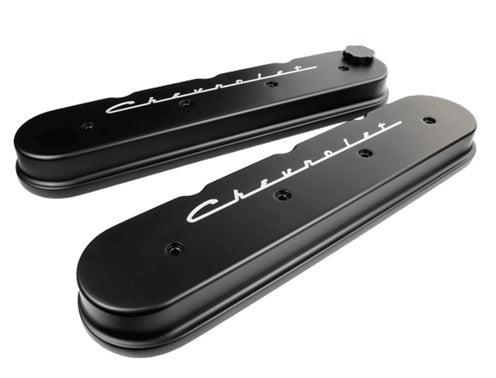 Billet Specialties BLK95423 LS Series Motor Valve Co vers Blk Chevrolet Logo Billet Specialties BLK95423