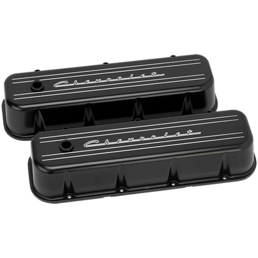 Billet Specialties BLK96123 BBC Tall Valve Cover Chevrolet Script Black Billet Specialties BLK96123