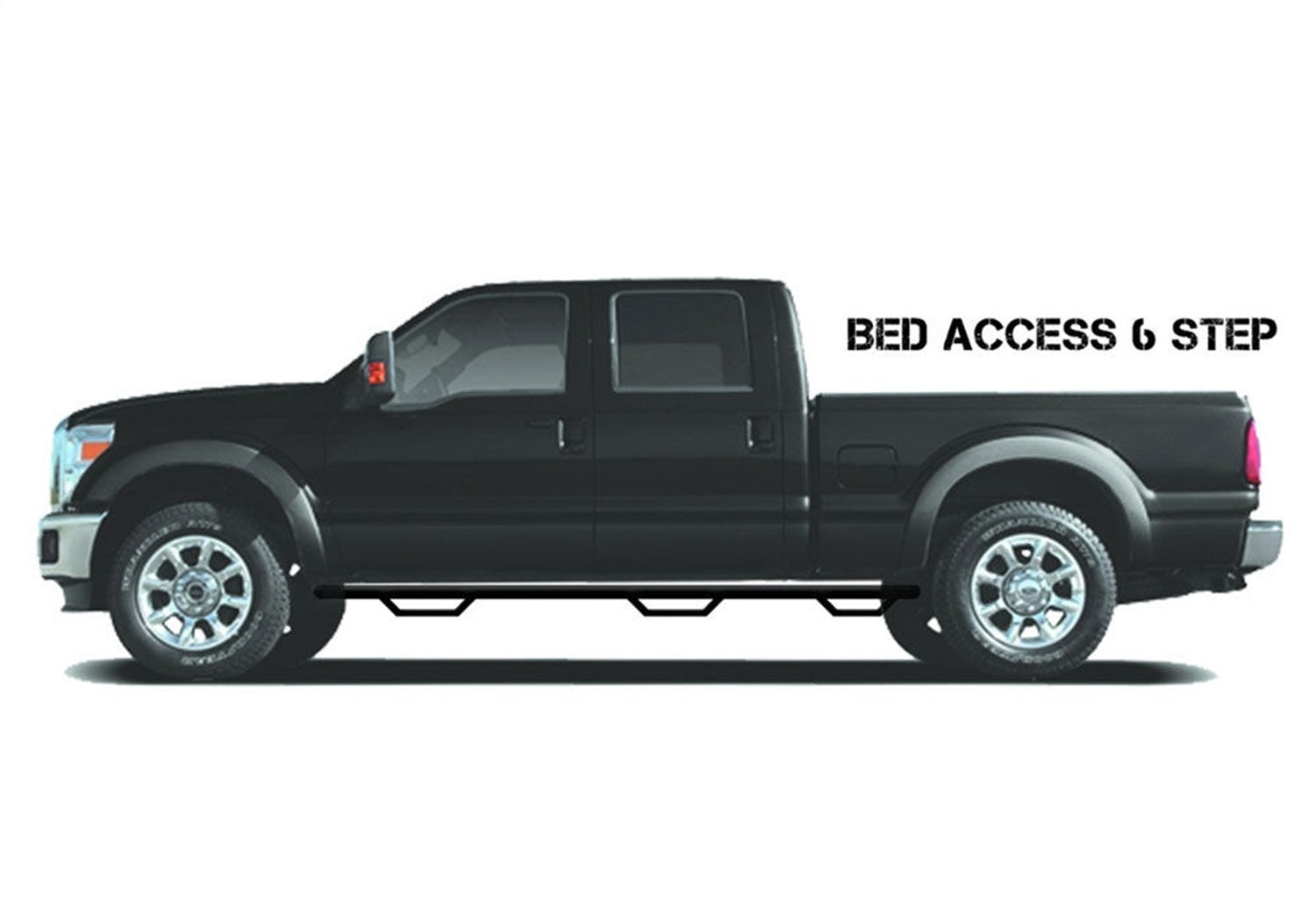 N-Fab C07105CC-6-TX Nerf Step-W2W w/Bed Acs (3 Stps)-07-10 Silv/Sierra HD 6ft.6in. Crew-TX Blk N-Fab C07105CC-6-TX