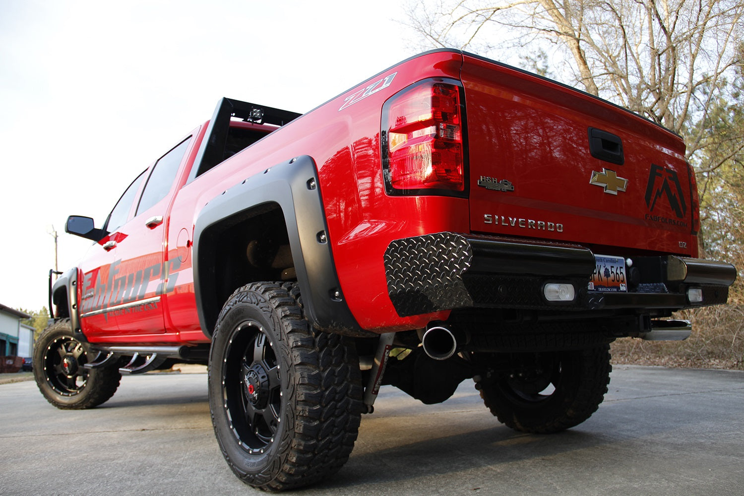 Fab Fours CH14-T3050-1 Black Steel Ranch Rear Bumper; 2 Stage Black Powder Coated; Fab Fours CH14-T3050-1