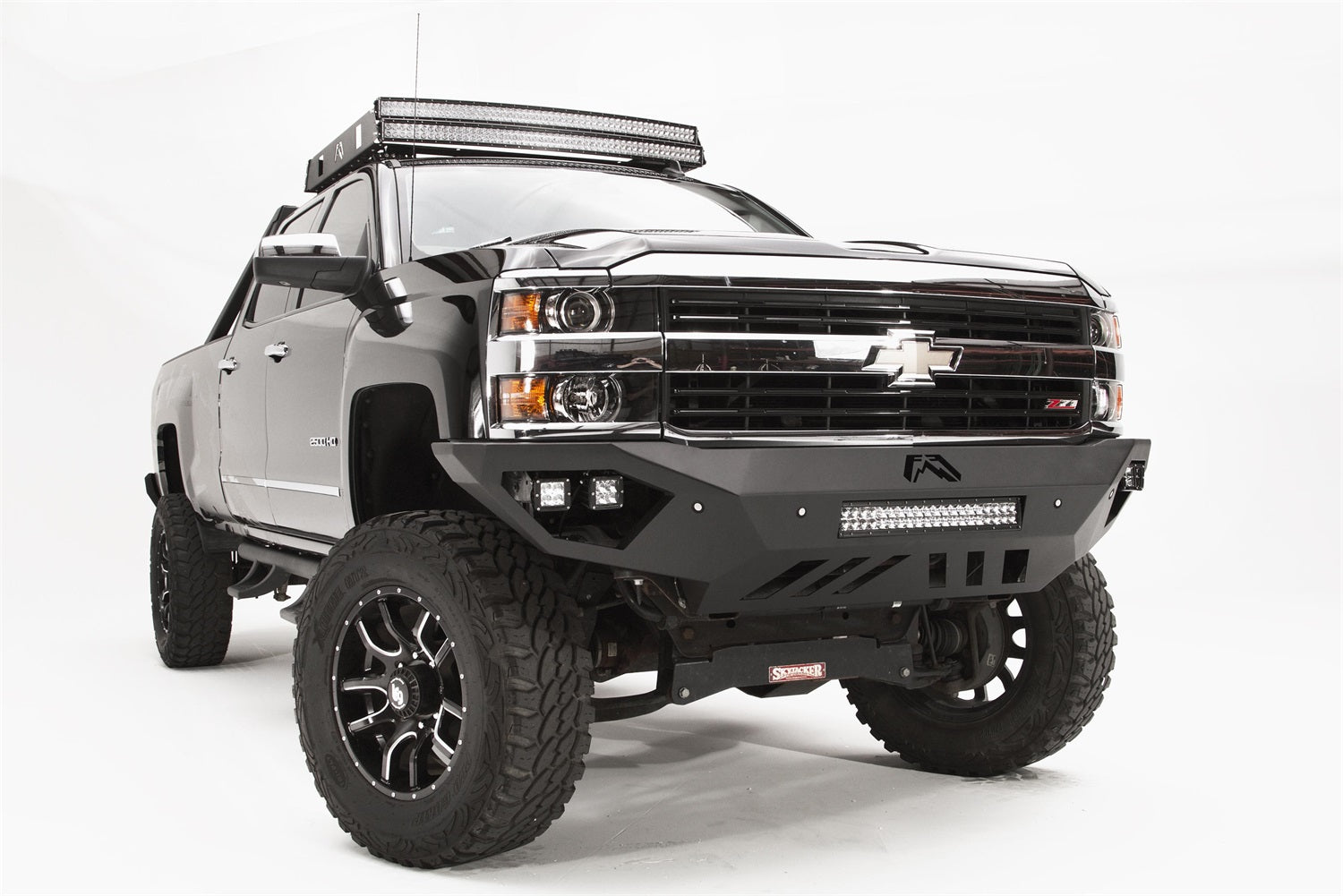 Fab Fours CH15-V3051-1 Vengeance Front Bumper; 2 Stage Black Powder Coated; Sensor Bumper; No Guard; Fab Fours CH15-V3051-1