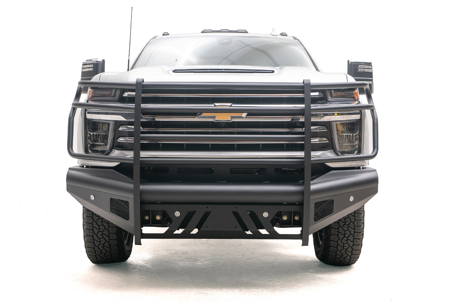 Fab Fours CH20-Q4960-1 Elite Front Bumper; w/Full Guard And Tow Hooks; Steel; Black; Fab Fours CH20-Q4960-1