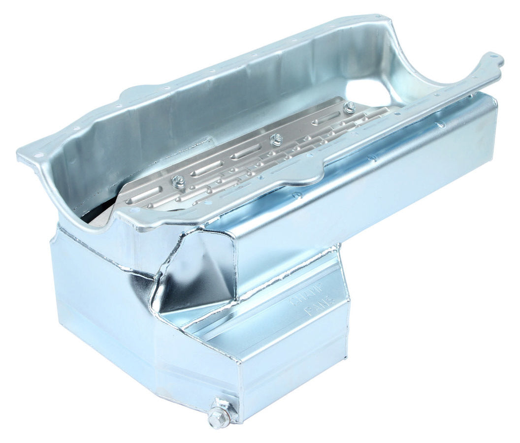 Champ Pans CP80KO SBC C/T Oil Pan w/Wndg Tray & Kick Out Champ Pans CP80KO