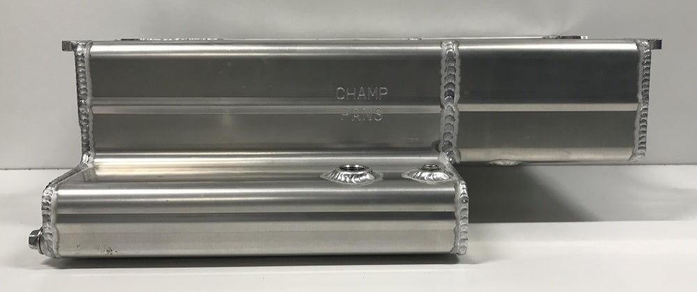 Champ Pans PRO1106KO SBC Alm Pro Oil Pan Wet Sump w/RH Kickout Champ Pans PRO1106KO