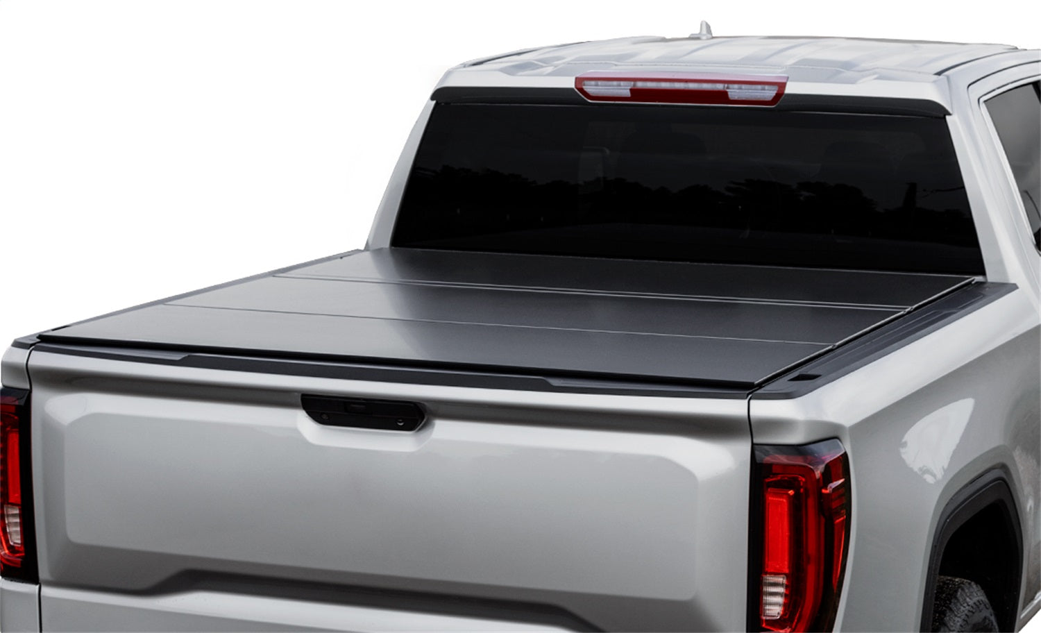 ACI B1050049 LOMAX™ Hard Tri-Fold Cover; Matte Black Finish; Split Rail; w/o Deck Rail; ACI B1050049