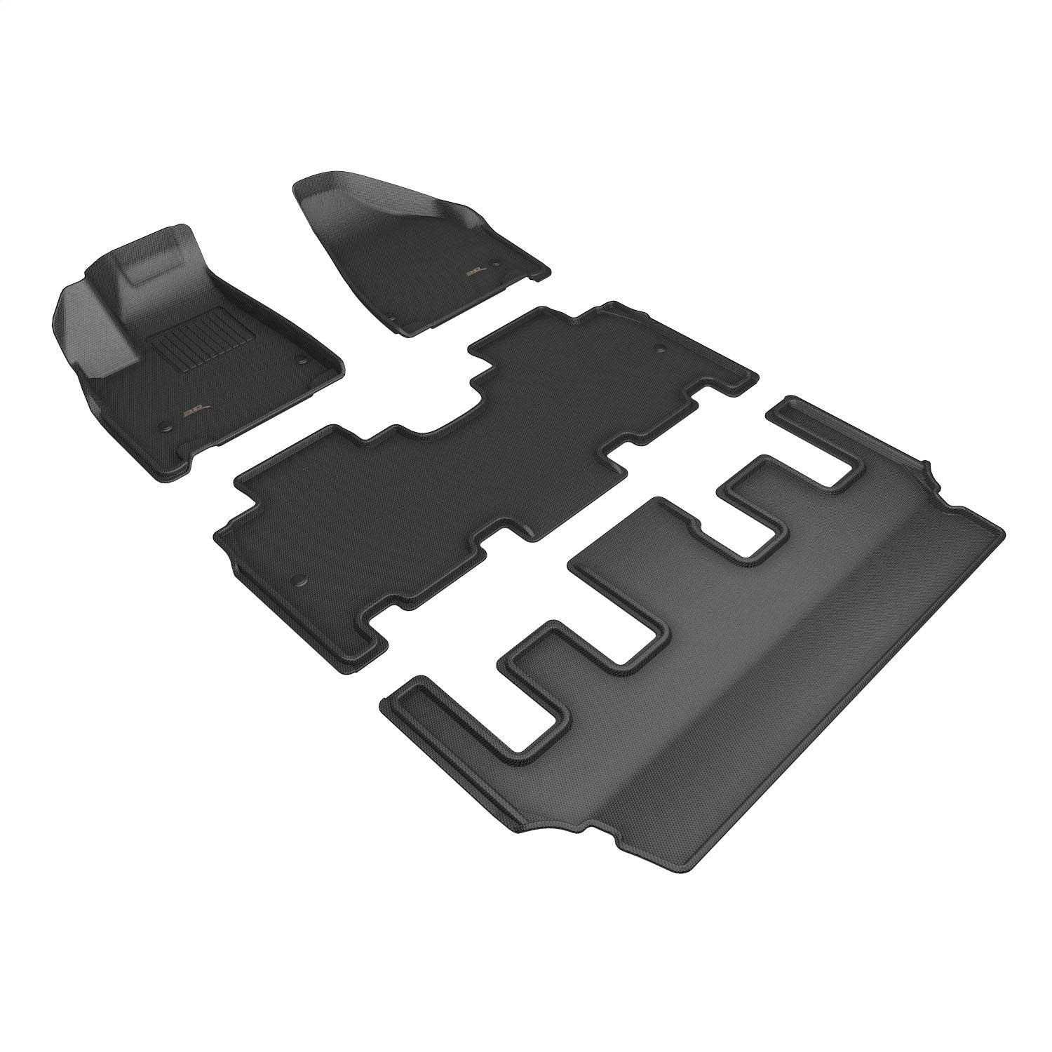 3D MAXpider L1CY00801509 KAGU Floor Mat; Black; 4 pc.; 2 pc. Front Row; 1 pc. 2nd Row; 1 pc. 3rd Row; 3D MAXpider L1CY00801509