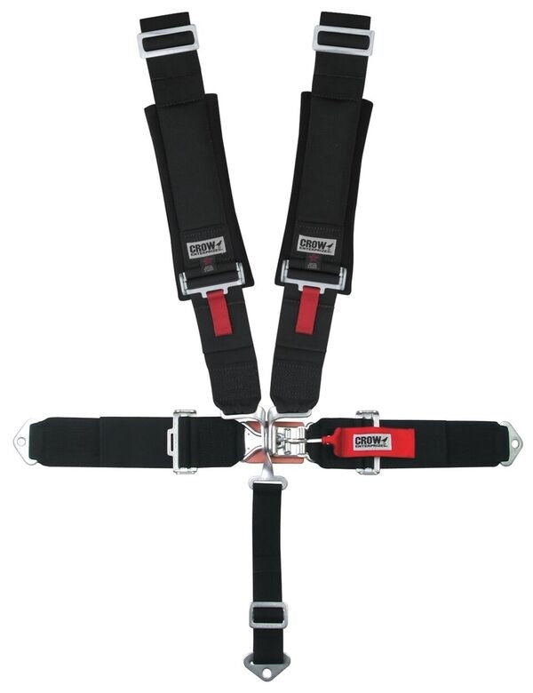 crow safety 11004-2 2X2 5-Way Latch & Link Harness BI/W/A Lap Belt crow safety 11004-2