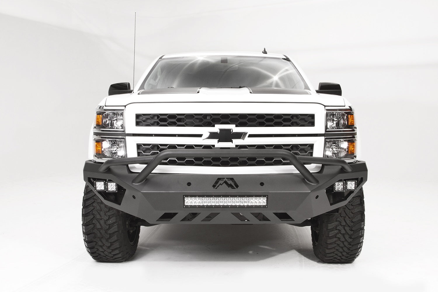 Fab Fours CS14-D3052-1 Vengeance Front Bumper; 2 Stage Black Powder Coated; Pre-Runner; Fab Fours CS14-D3052-1
