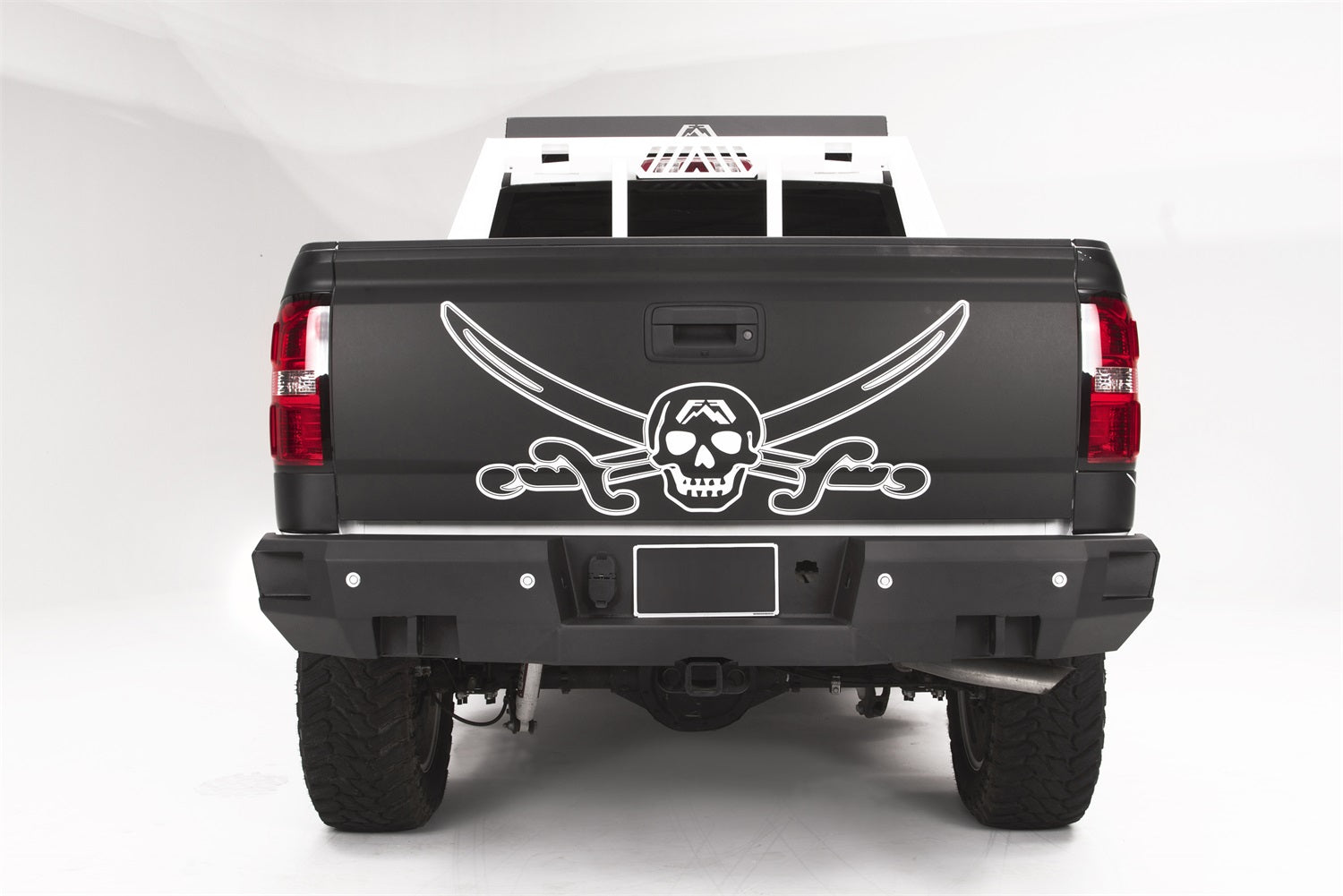 Fab Fours CS14-W3151-B Heavy Duty Rear Bumper; Uncoated/Paintable; w/Sensors; [AWSL]; Fab Fours CS14-W3151-B