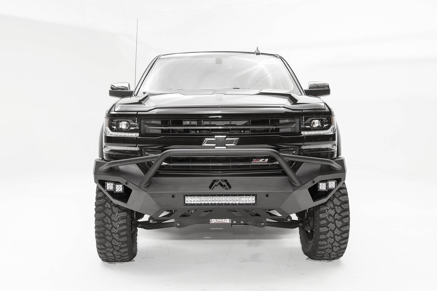 Fab Fours CS16-D3852-1 Vengeance Front Bumper; 2 Stage Black Powder Coated; Pre-Runner Guard; Fab Fours CS16-D3852-1