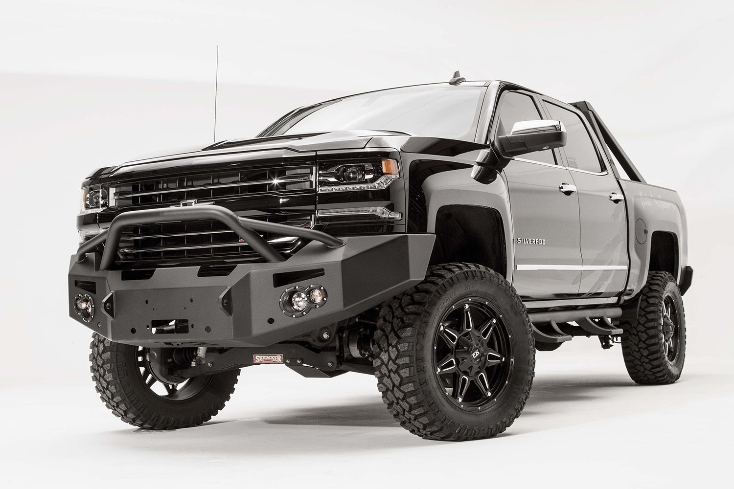 Fab Fours CS16-F3852-1 Premium Winch Front Bumper; 2 Stage Black Powder Coated; w/Pre-Runner Guard; Fab Fours CS16-F3852-1
