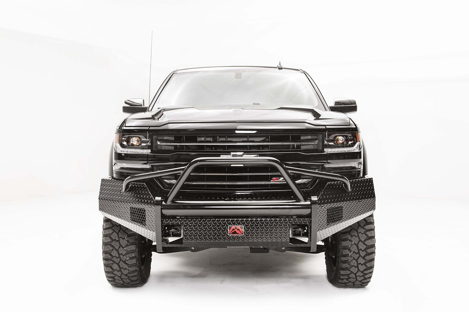 Fab Fours CS16-K3862-1 Black Steel Front Bumper; 2 Stage Black Powder Coated; w/Pre-Runner Guard; Fab Fours CS16-K3862-1