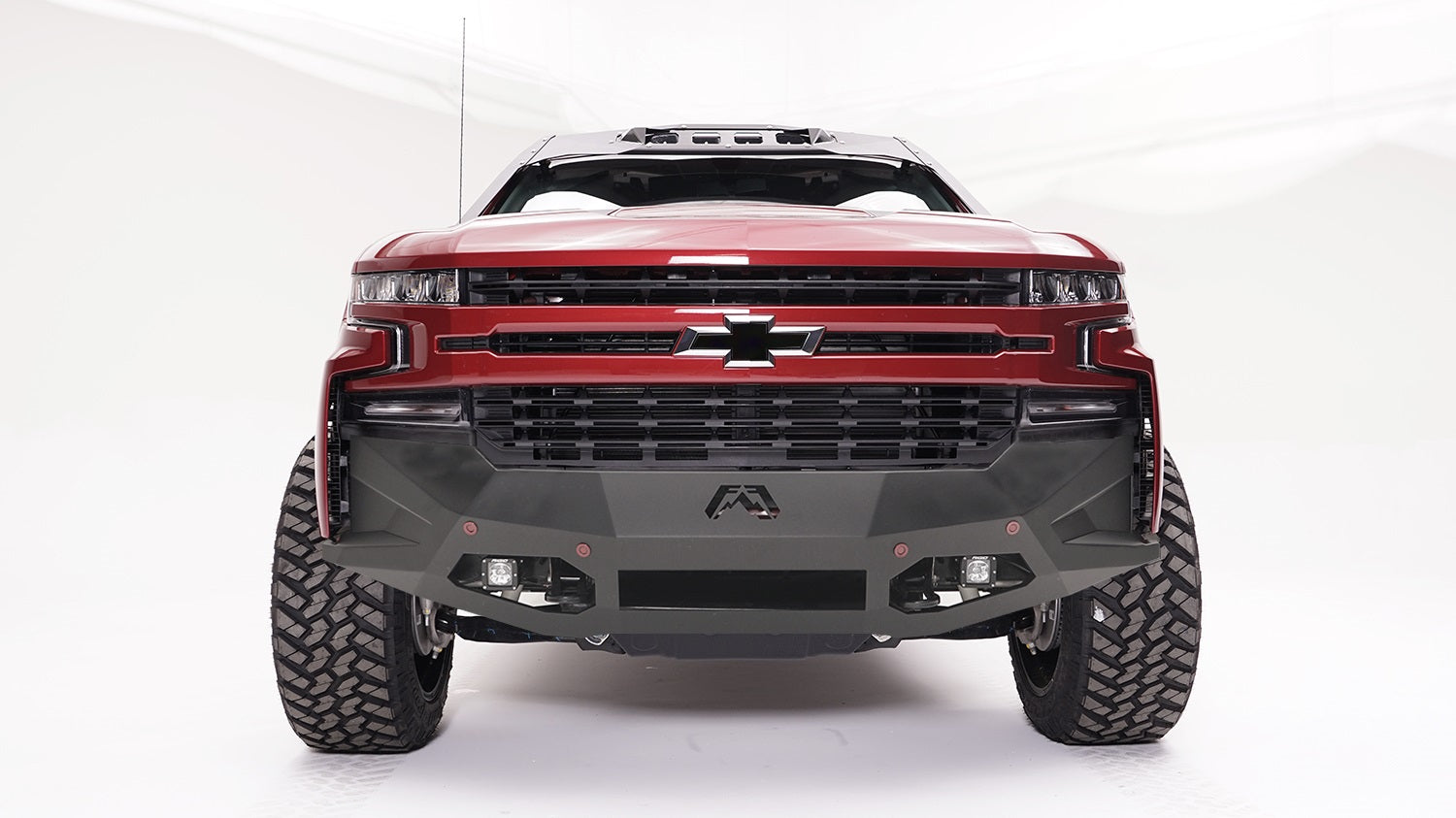 Fab Fours CS19-D4051-1 Vengeance Front Bumper; 2 Stage Black Powder Coated; w/No Guard; w/Sensors; Fab Fours CS19-D4051-1