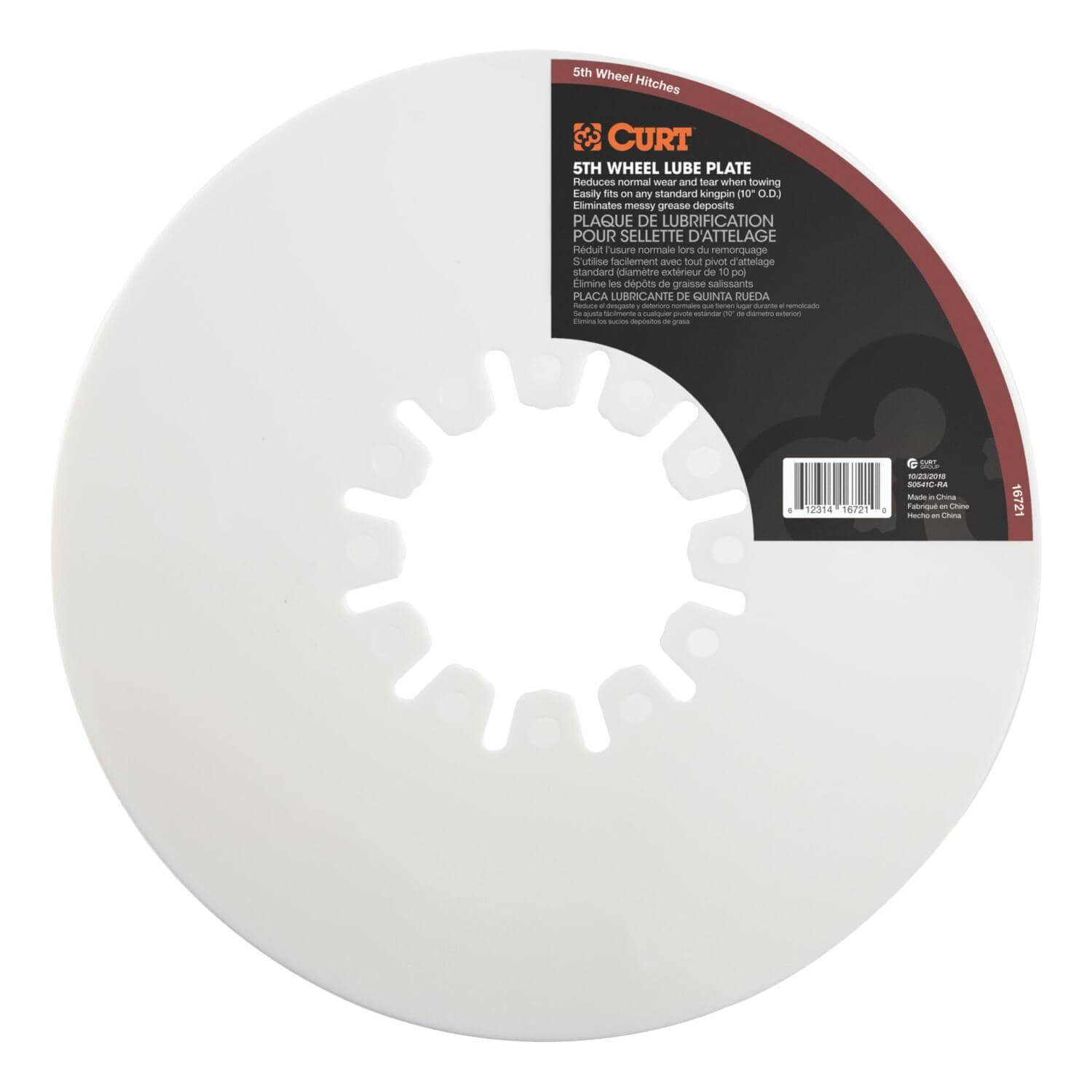 CURT 16721 10" 5TH WHEEL LUBE PLATE CURT 16721