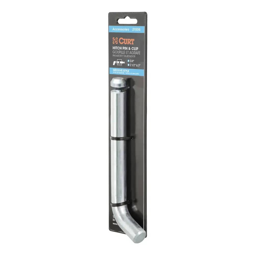 CURT 21506 Heavy-Duty 5/8" Hitch Pin with Groove (2-1/2" or 3" Receiver, Zinc, Packaged) CURT 21506