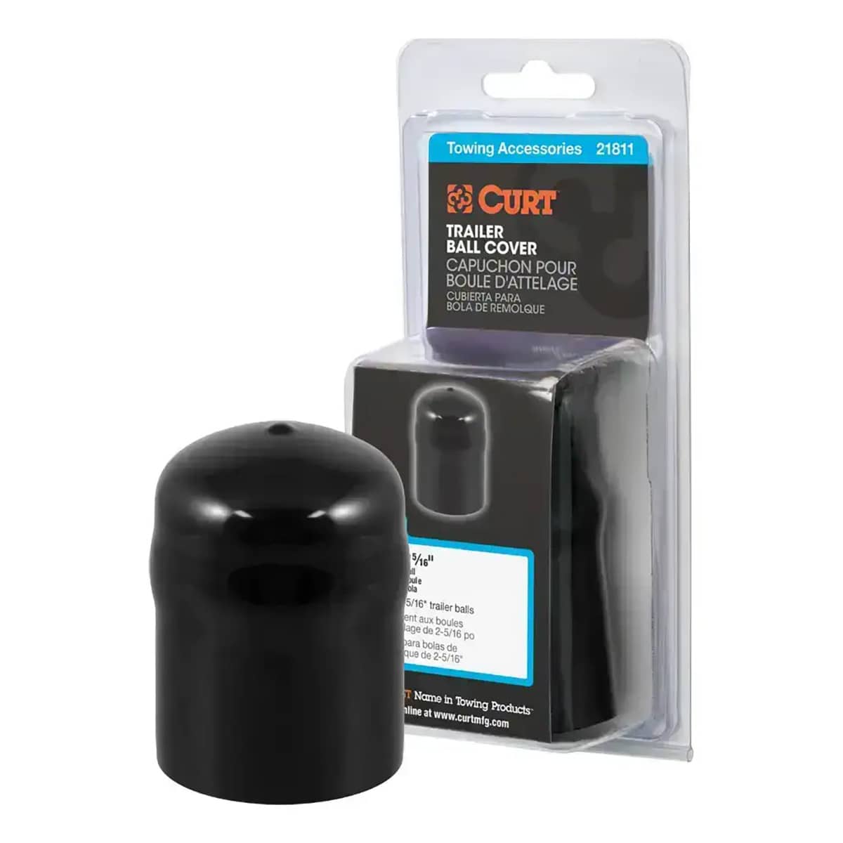 CURT 21811 TRAILER BALL COVER (FITS 2-5/16" BALLS, BLACK RUBBER, PACKAGED) CURT 21811