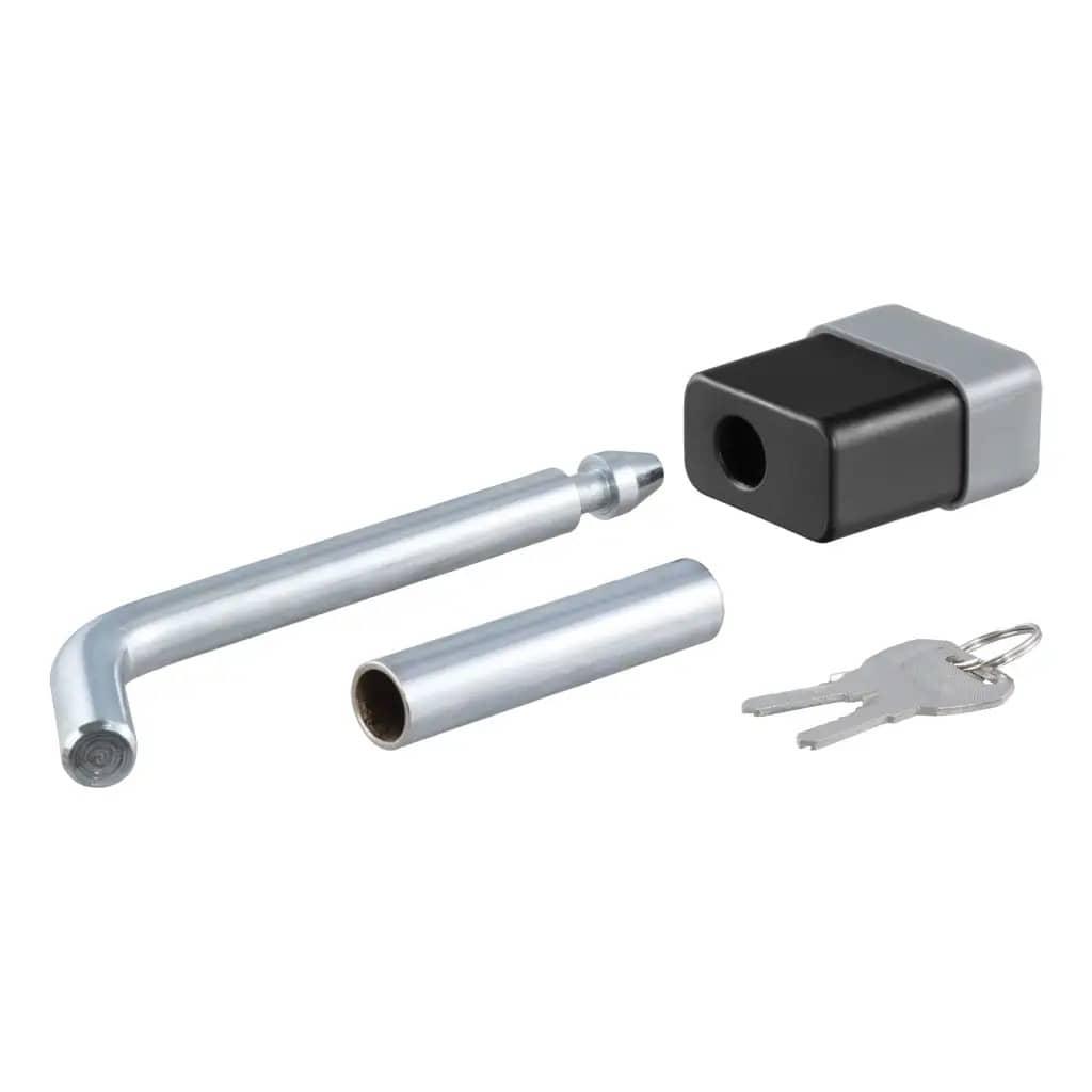 CURT 23024 1/2" Hitch Lock with 5/8" Adapter (1-1/4" or 2" Receiver, Deadbolt, Chrome) CURT 23024
