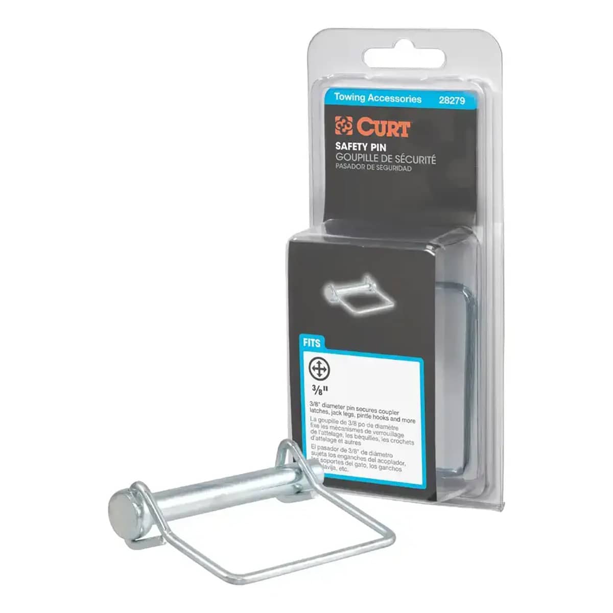 CURT 28279 3/8" SAFETY PIN (2-3/4" PIN LENGTH) CURT 28279