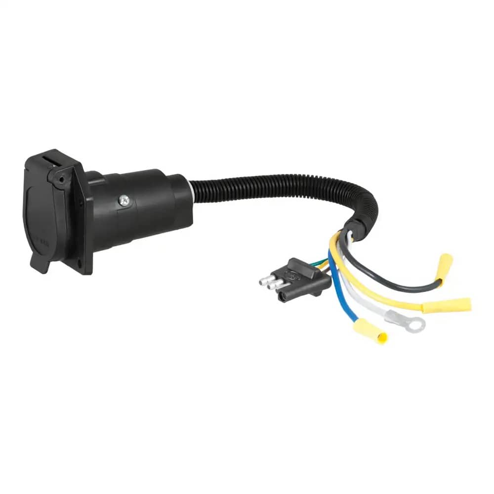 CURT 57184 ELECTRICAL ADAPTER (4-WAY FLAT VEHICLE TO 7-WAY RV BLADE TRAILER) CURT 57184