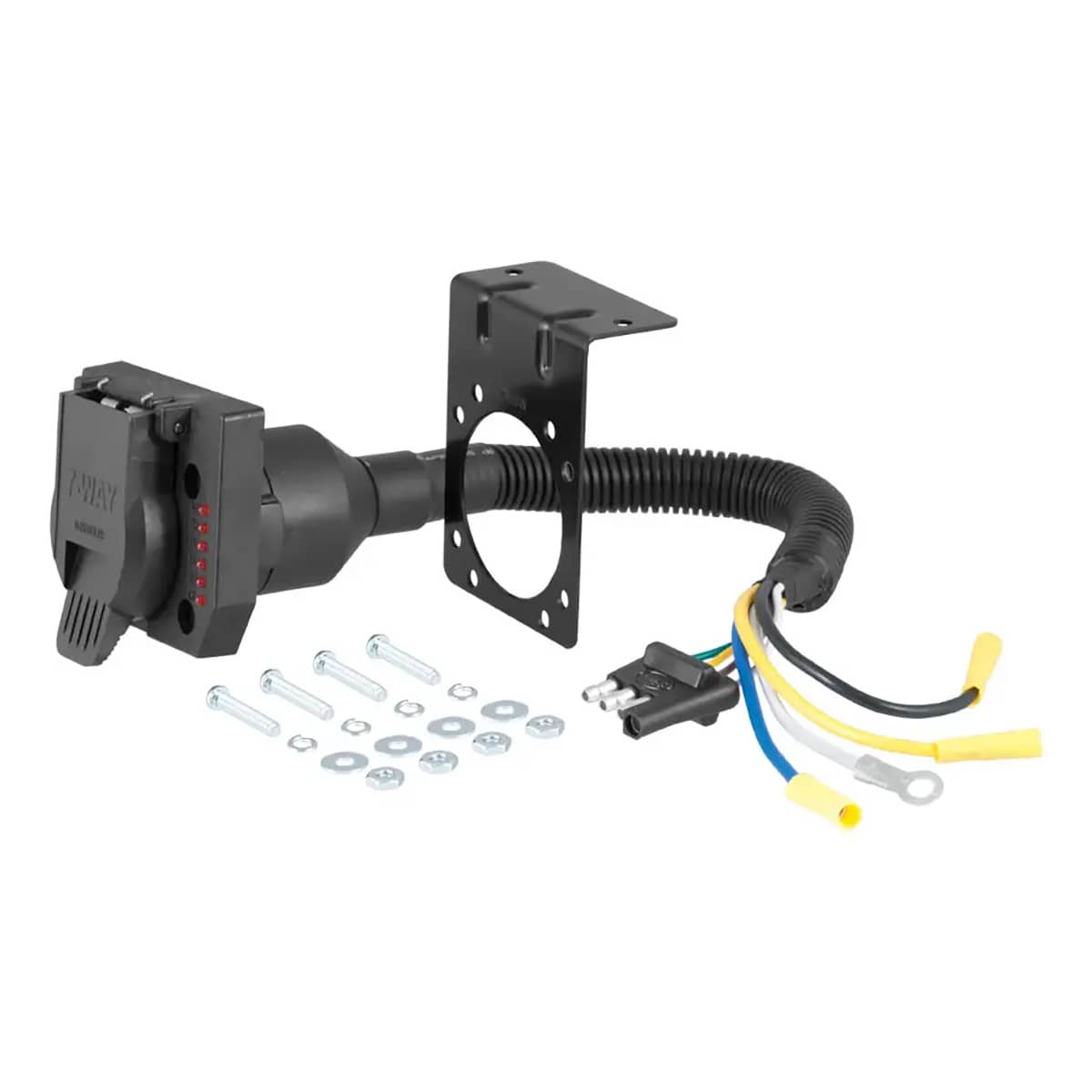 CURT 57676 ELECTRICAL ADAPTER WITH TESTER (4-WAY FLAT VEHICLE TO 7-WAY RV BLADE TRAILER) CURT 57676