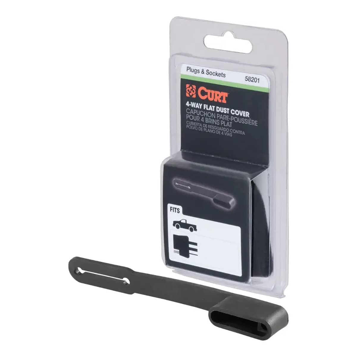 CURT 58201 4-WAY FLAT CONNECTOR DUST COVER (VEHICLE SIDE, PACKAGED) CURT 58201