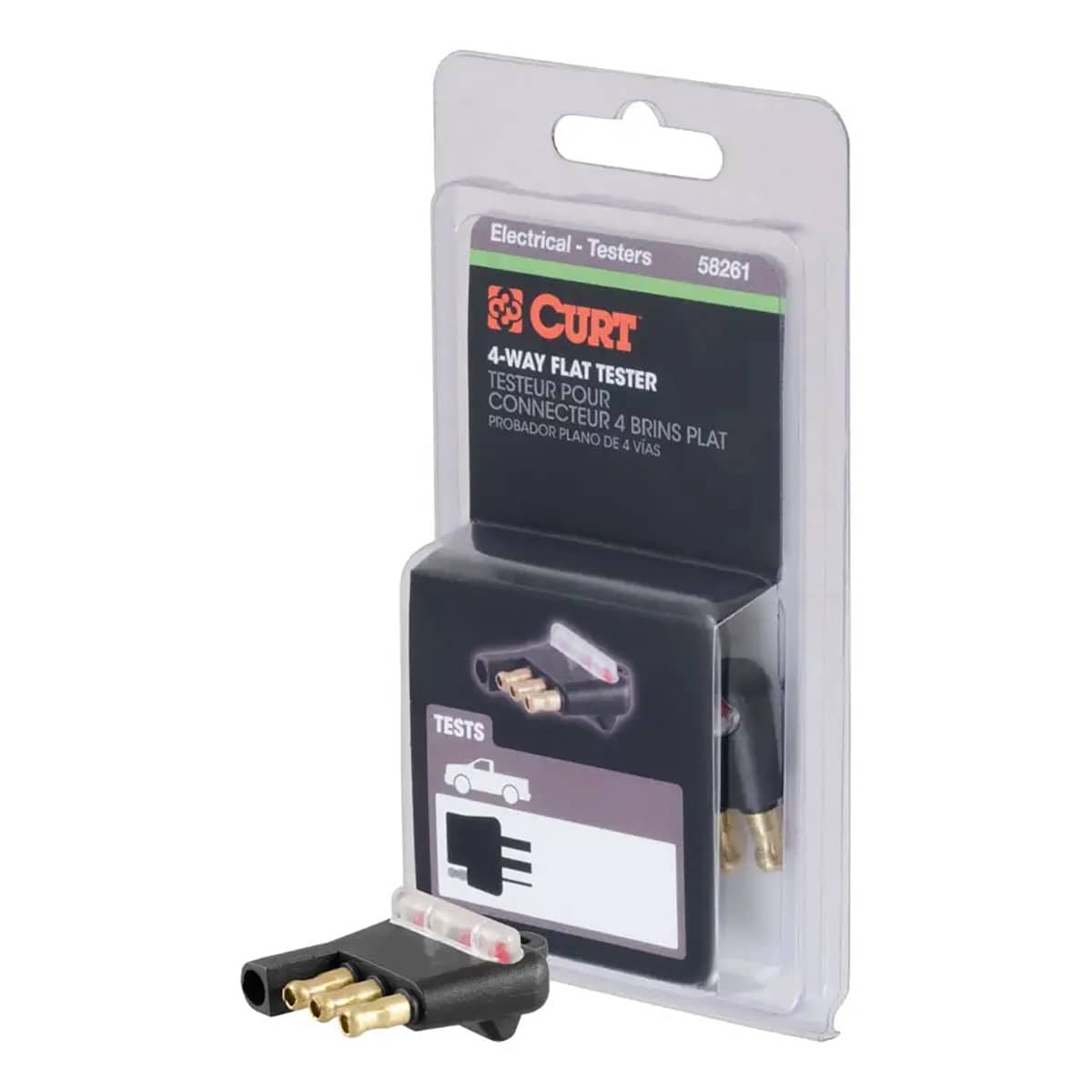 CURT 58261 4-WAY FLAT CONNECTOR TESTER (PACKAGED) CURT 58261
