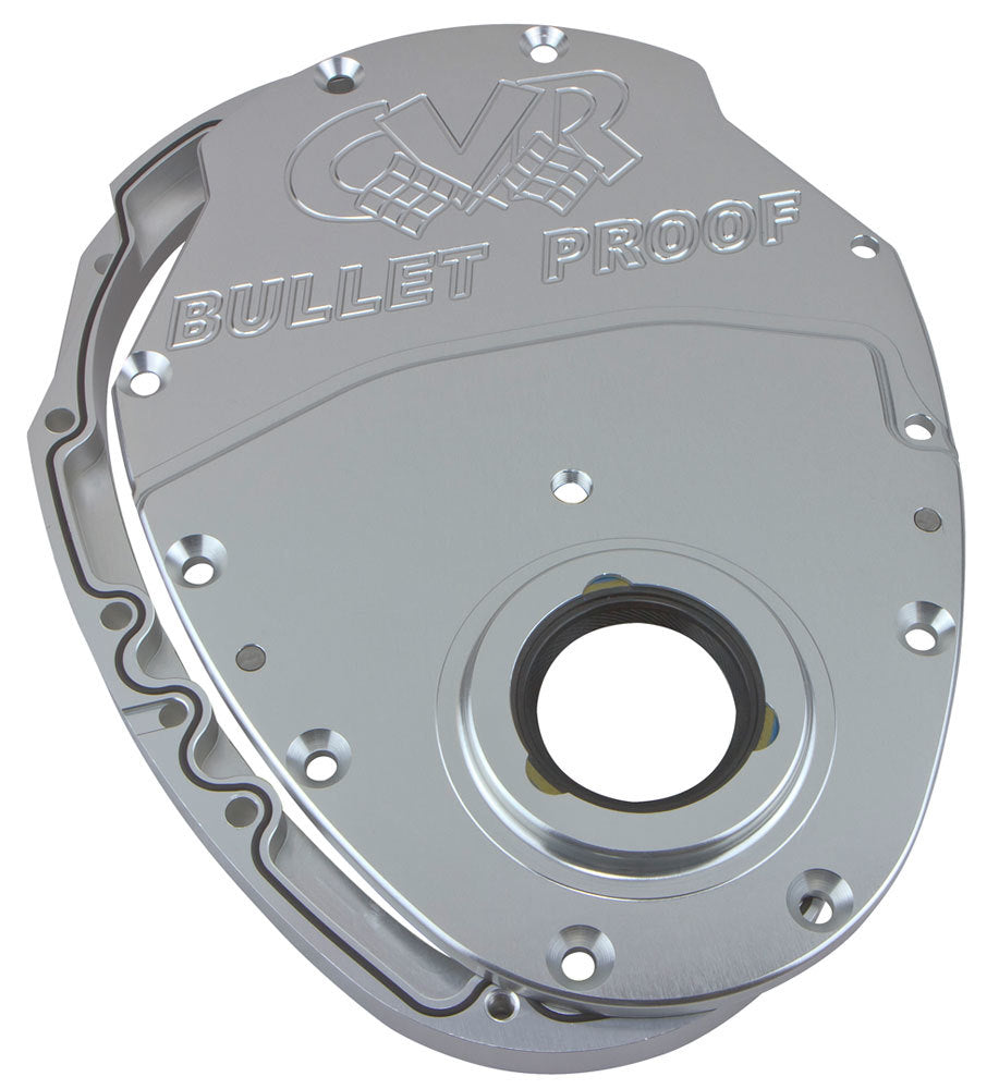 CVR Performance TC2350CL SBC Billet Timing Cover 2-Piece - Clear Anodized CVR Performance TC2350CL