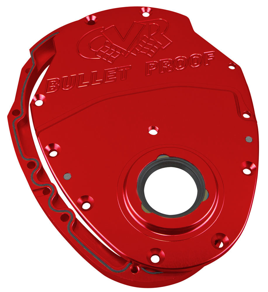 CVR Performance TC2350R SBC Billet Timing Cover 2-Piece Red CVR Performance TC2350R