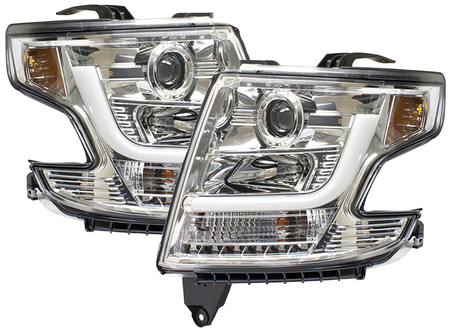 Head Lamps; Projector; DRL Design; 1 Pair; Chrome; IPCW CWS-315C2