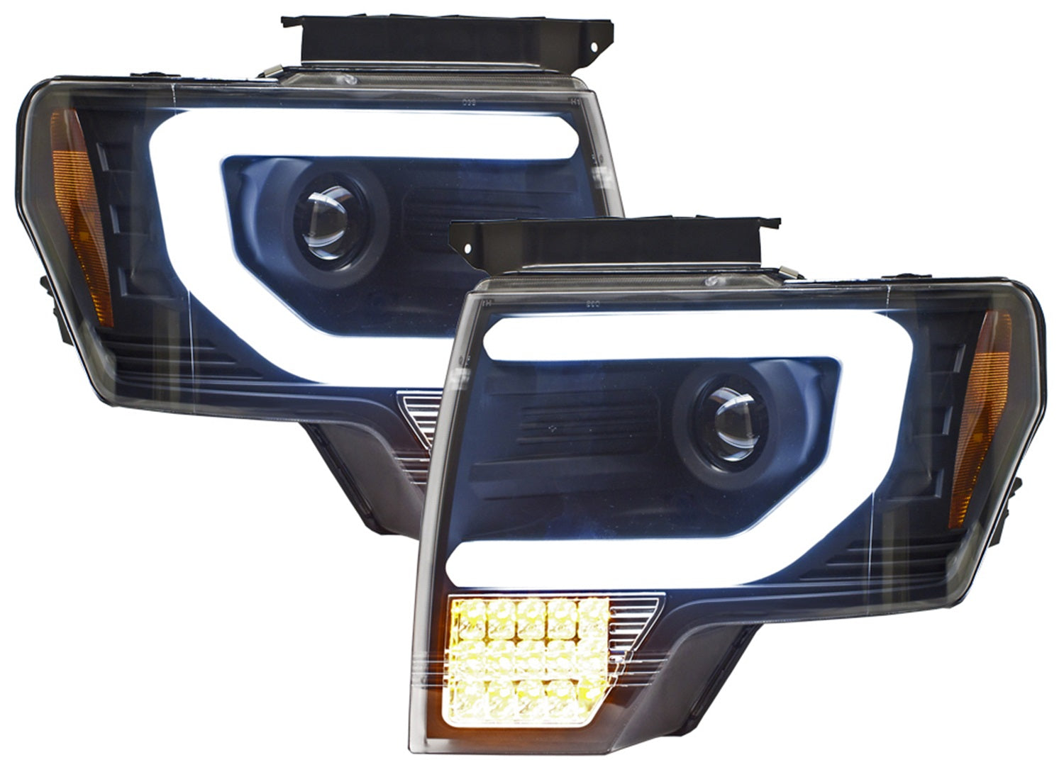 Head Lamps; Projector; HID Model Only w/LED Signal; Single DRL Design; Black; IPCW CWS-568H2
