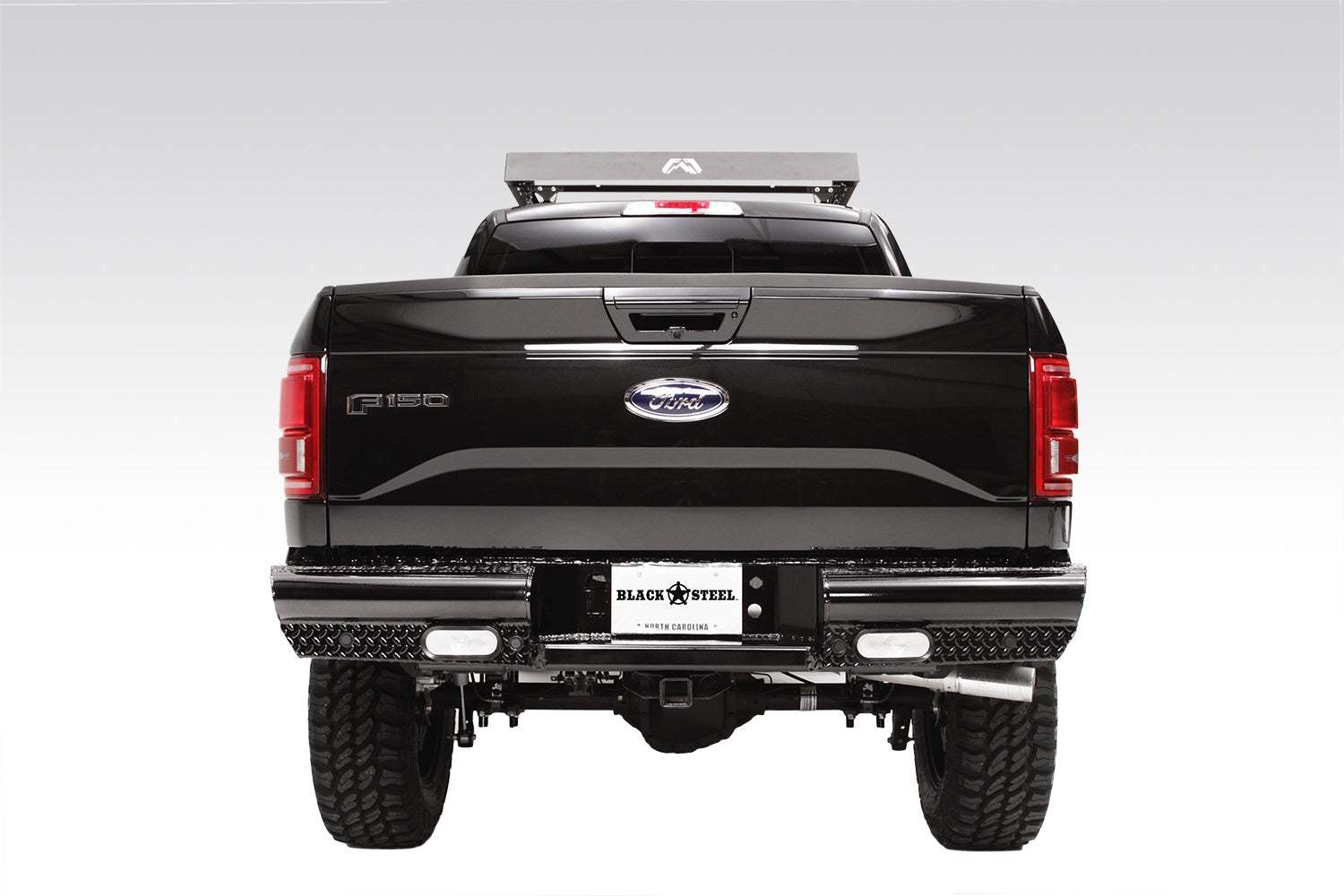 Fab Fours FF15-T3250-1 Black Steel Ranch Rear Bumper; 2 Stage Black Powder Coated; Fab Fours FF15-T3250-1