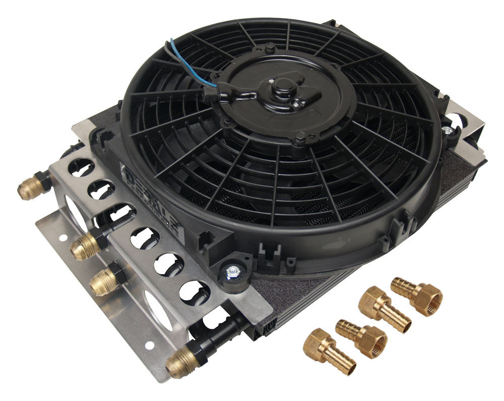Derale 15200 Dual Circuit Oil Cooler w/Fan 8an 8 & 8 Pass Derale 15200