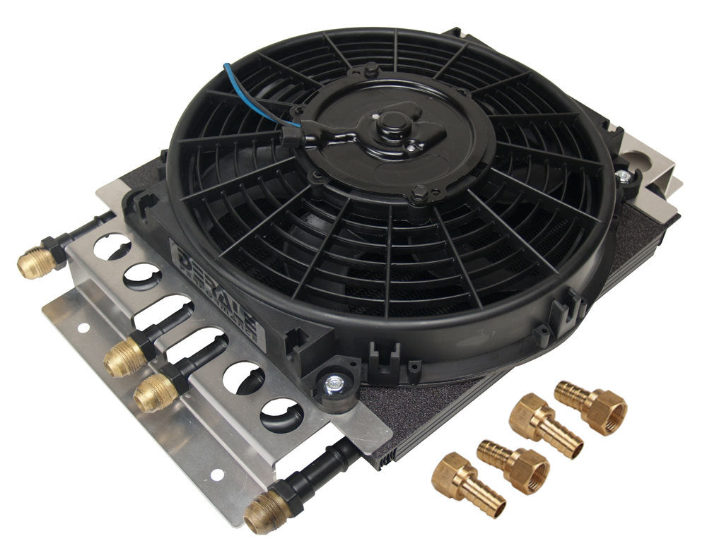 Derale 15220 Dual Circuit Oil Cooler w/Fan 8an 4 & 4 Pass Derale 15220