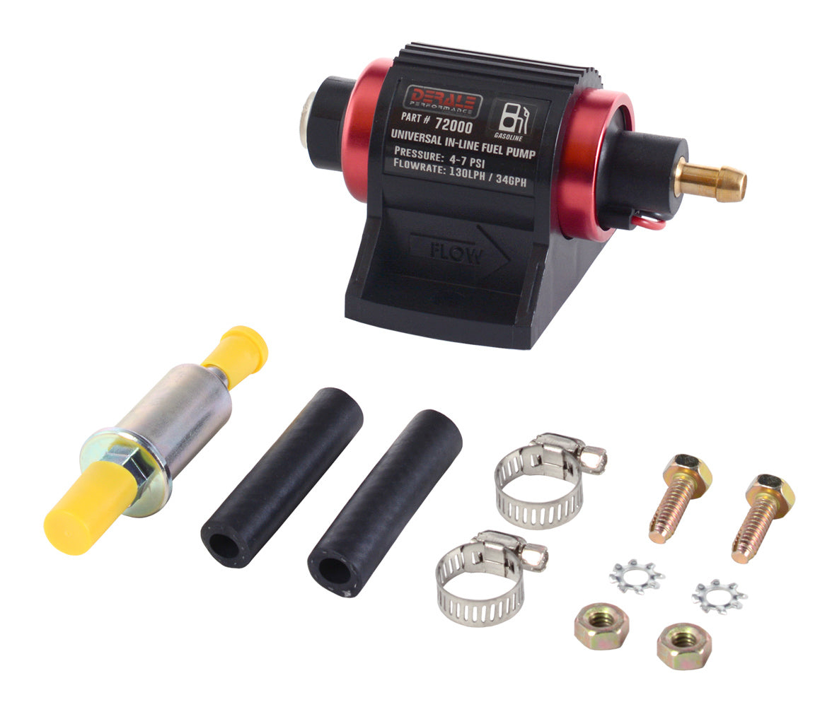 Derale 72000 In-Line Fuel Pump 130LPH Gasoline Derale 72000