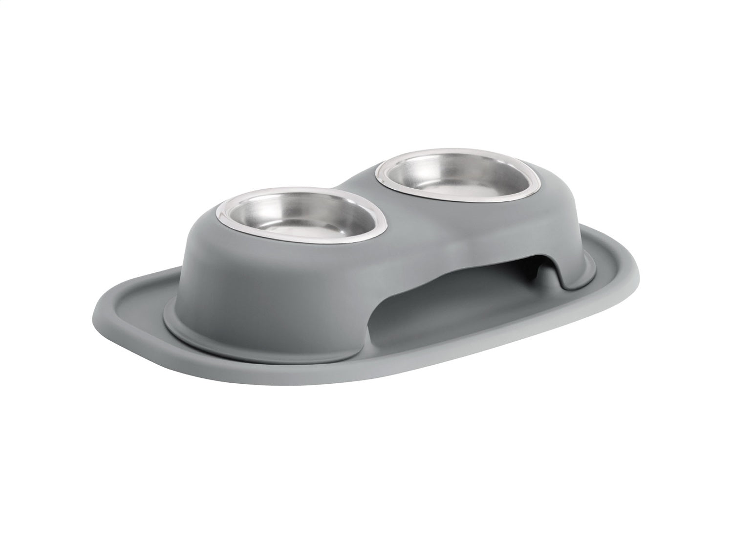 Weathertech DHC0803DGDG Pet Feeding System; Dark Grey; Double High 3 in. w/8 oz. Stainless Bowls; Weathertech DHC0803DGDG