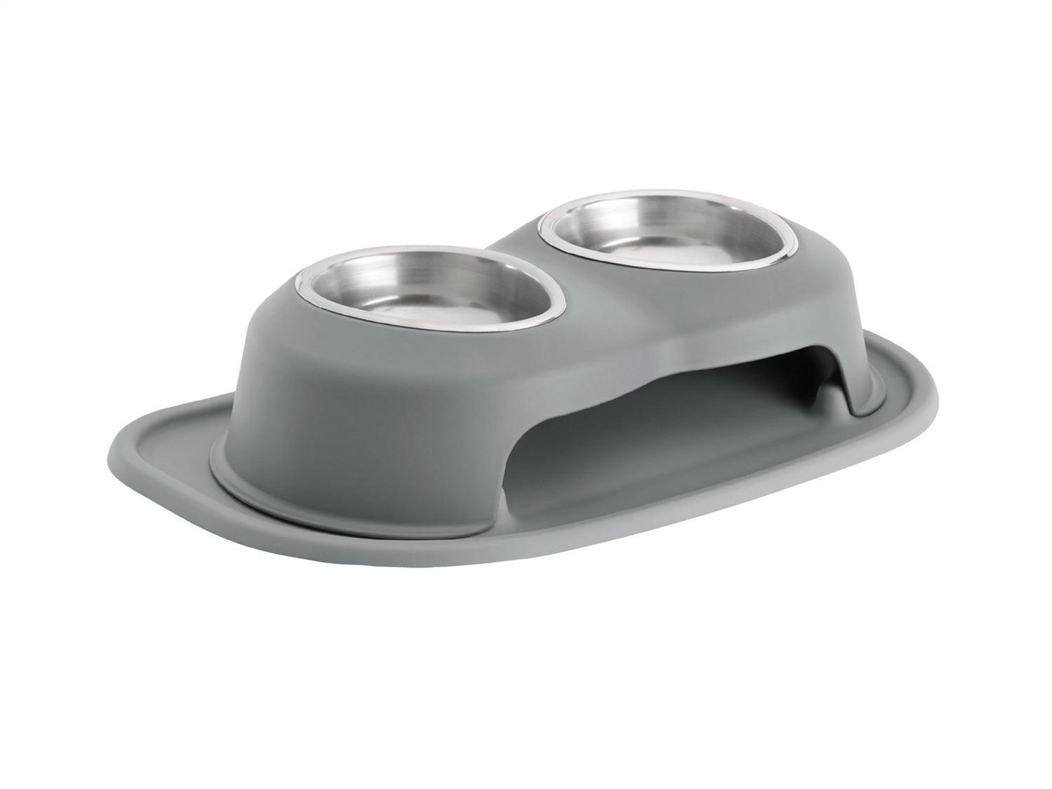 Weathertech DHC1604DGDG Pet Feeding System; Dark Grey; Double High 4 in. w/16 oz. Stainless Bowls; Weathertech DHC1604DGDG