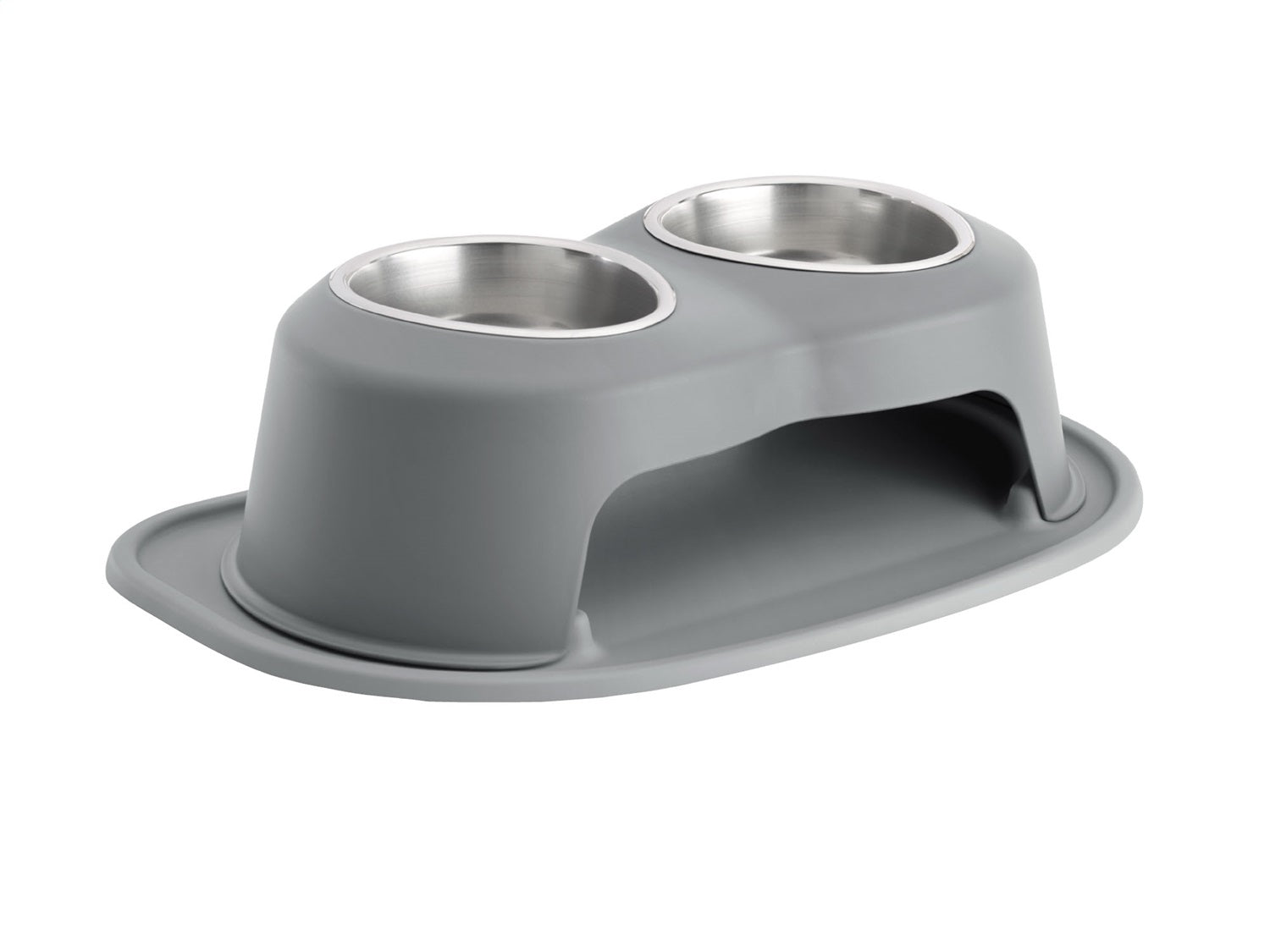 Weathertech DHC3206DGDG Pet Feeding System; Dark Grey; Double High 6 in. w/32 oz. Stainless Bowls; Weathertech DHC3206DGDG