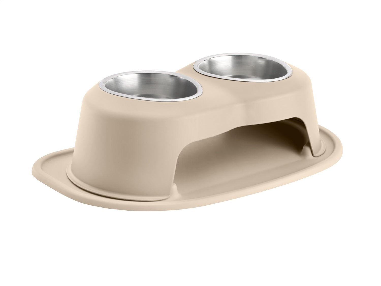 Weathertech DHC3206TNTN Pet Feeding System; Tan; Double High 6 in. w/32 oz. Stainless Bowls; Weathertech DHC3206TNTN